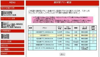 イーモバイルのプランの写真