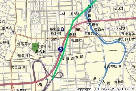 大野神戸IC→大垣西IC間のルートの写真