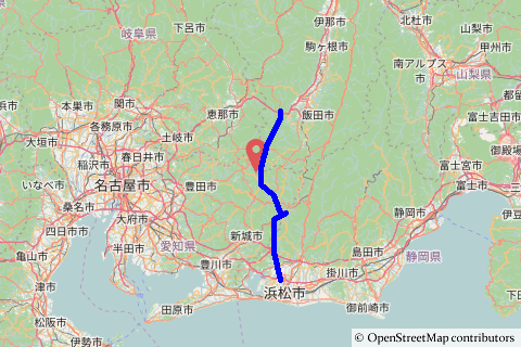 浜松市から飯田市のルートの写真