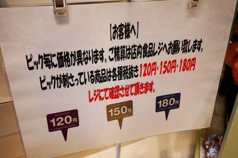 各値段の値札の写真