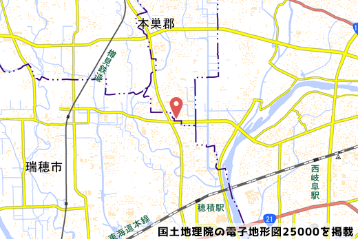 ローソン北方高屋店の地図の写真