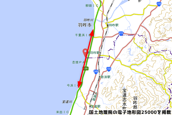 千里浜なぎさドライブウェイの地図の写真