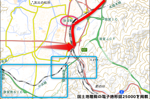 車両基地周辺の地図の写真