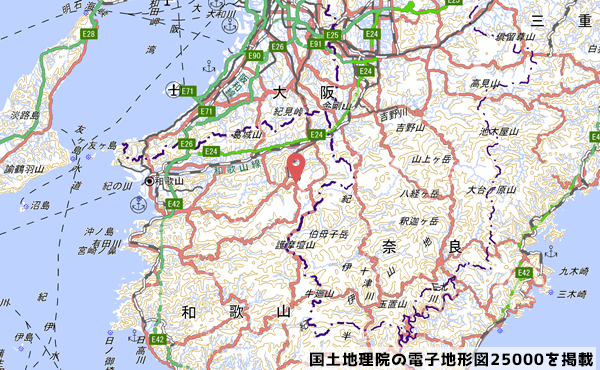 高野山の位置の写真