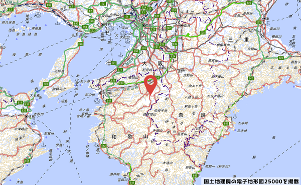 高野山の位置の写真