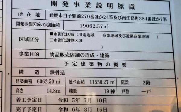 開発事業の説明標識の写真
